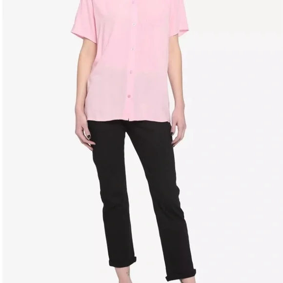 Hot Topic Pink Bow Tie Blouse - Picture 2 of 3